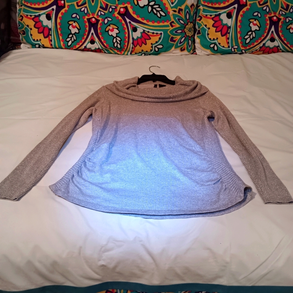 New Direction Sparkle Silver Cowl neck sweater